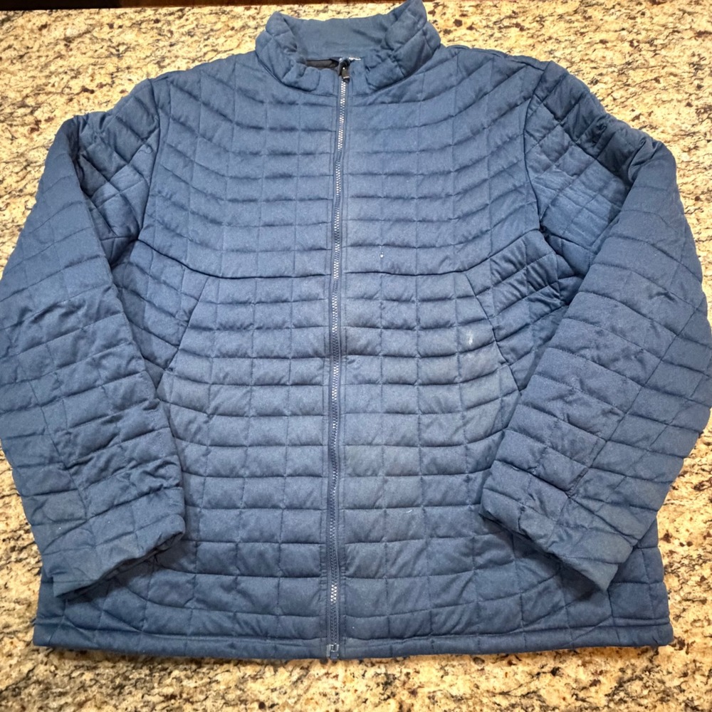 Ben Sherman Mens XXL Navy Blue Quilted Puffer Jacket Full Zip Mock Neck Coat